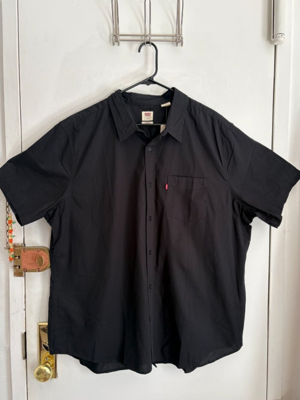 LEVI'S Men's Standard Short Sleeved Collared Shirt - BLACK XXL